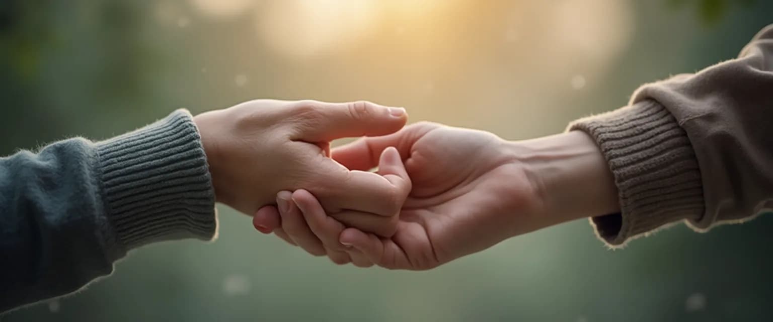 A comforting hand on a shoulder showing what to say when someone is losing a loved one through presence