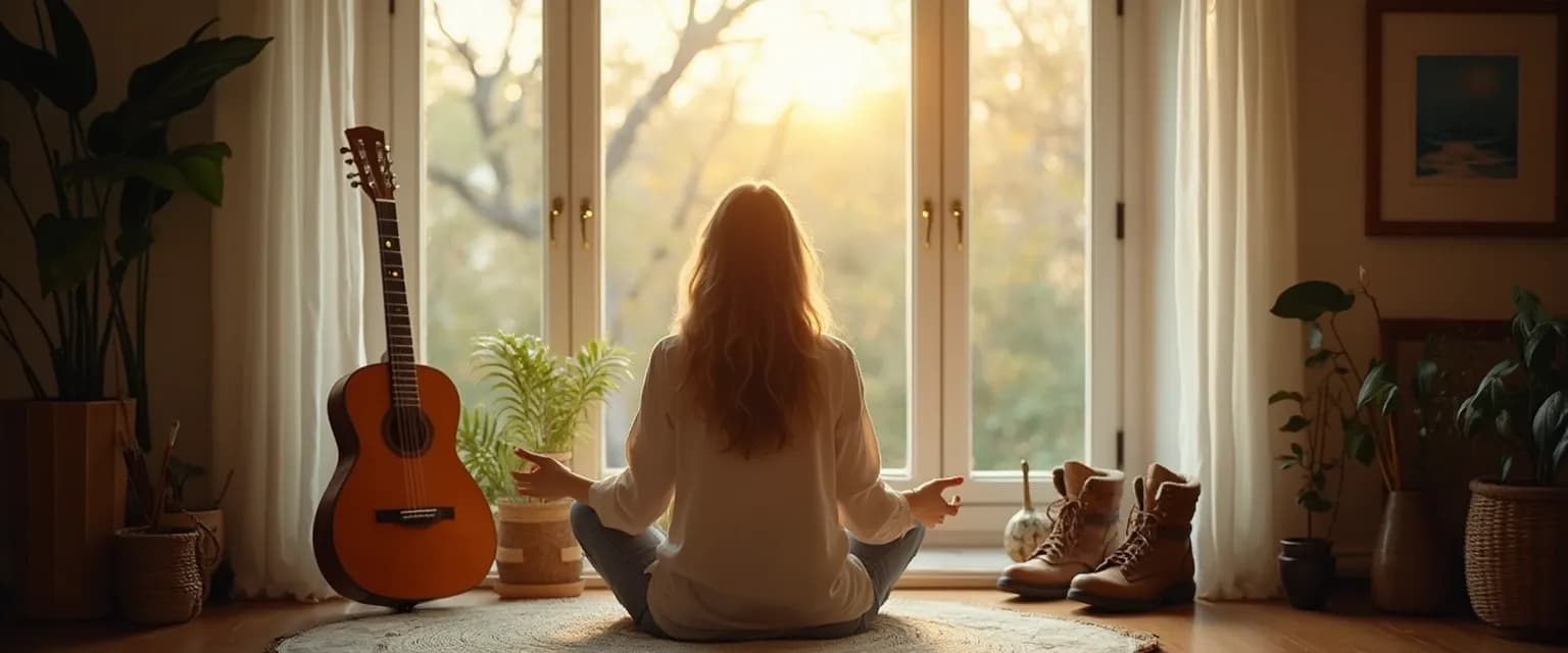 Person healing from a breakup by engaging in a new creative hobby