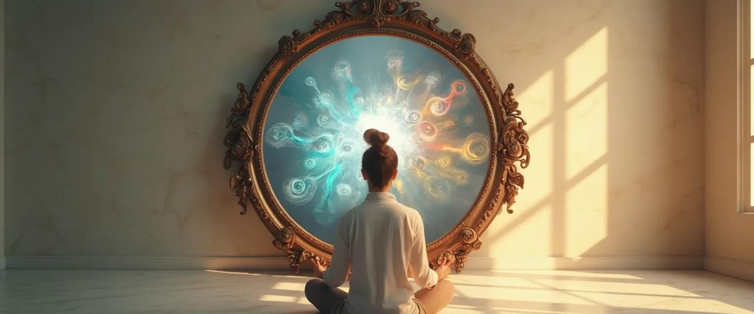 Person experiencing self-awareness during everyday activities like cooking and listening to music