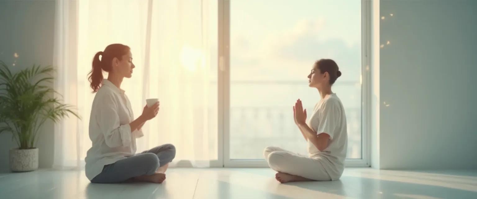 Person practicing mindfulness stress relief techniques in everyday setting