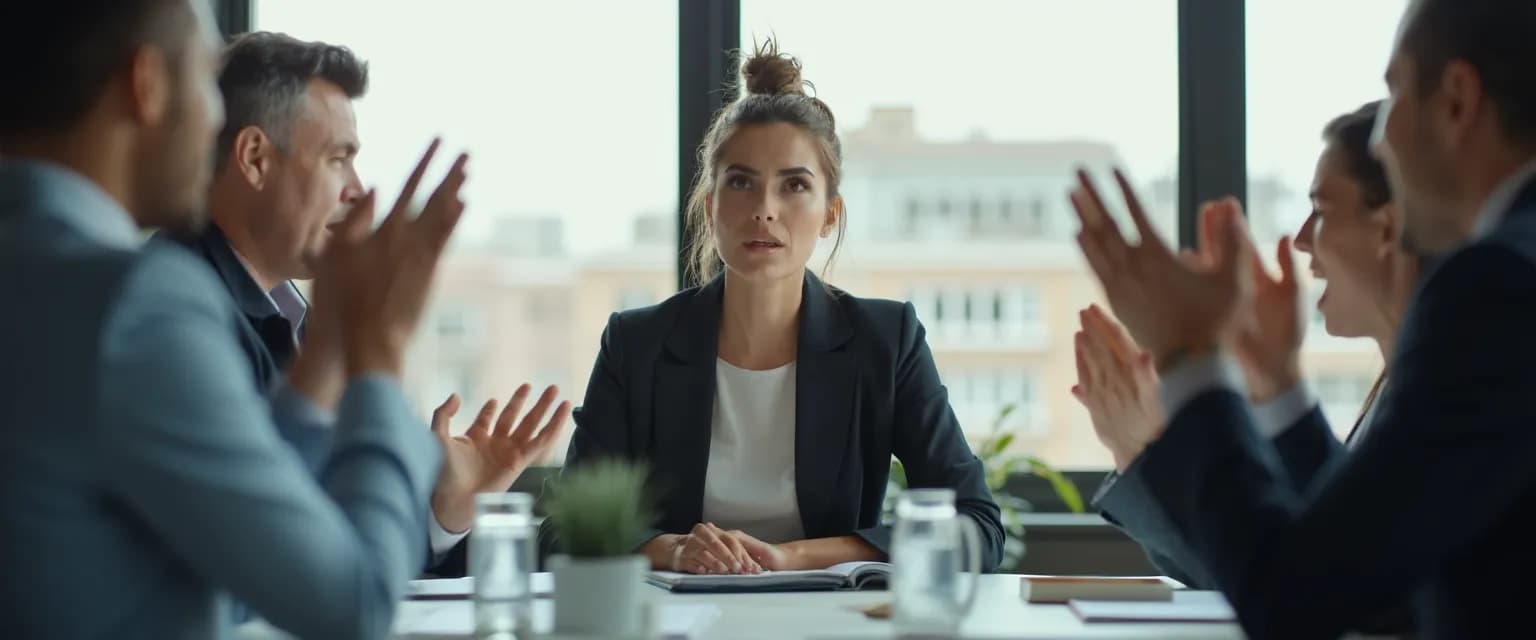 Professional demonstrating EQ intelligence during a high-pressure business meeting