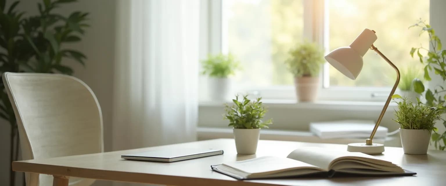 Office workspace designed for optimal wellness and wellbeing in the workplace with natural light and plant elements