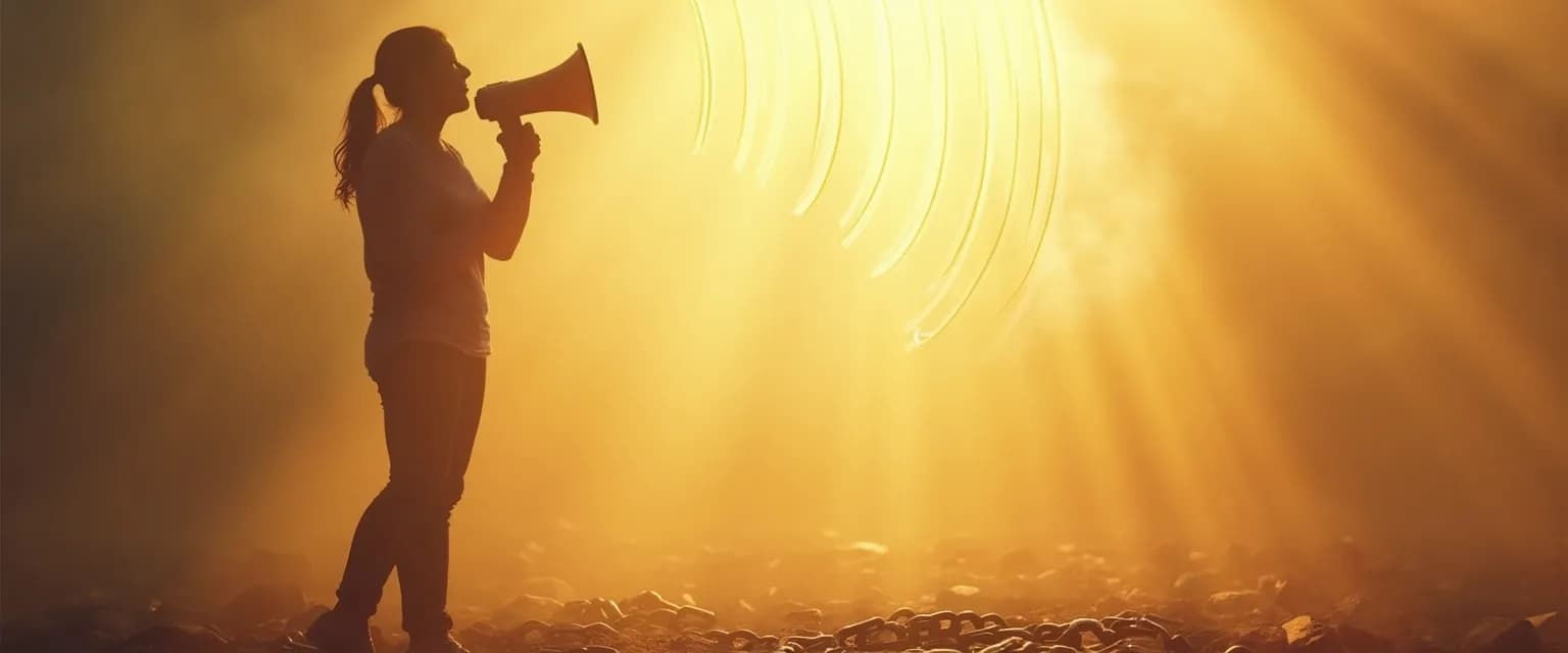 Woman confidently speaking after recovery from covert narcissist breakup