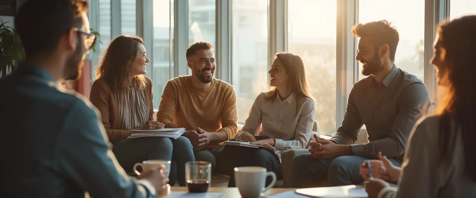 Team participating in micro-rituals to build a resilient workplace after reorganization