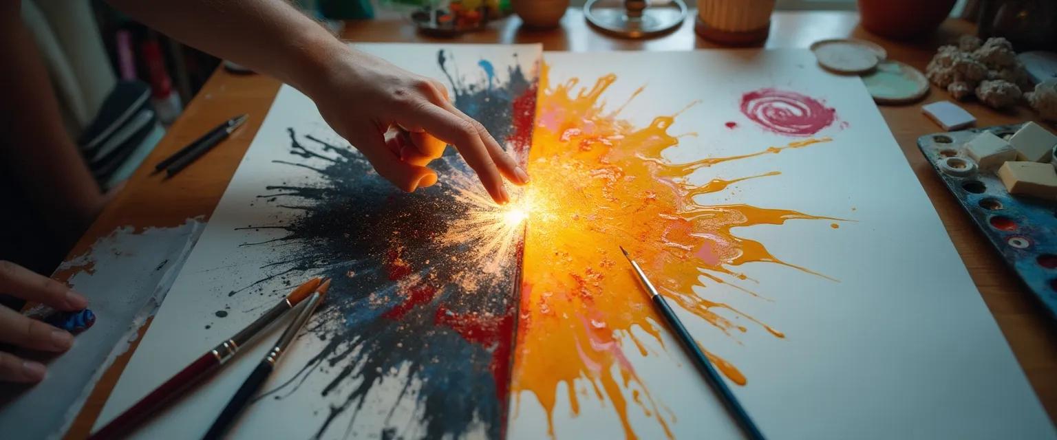 Artist experiencing creative breakthrough using beginner's mind techniques