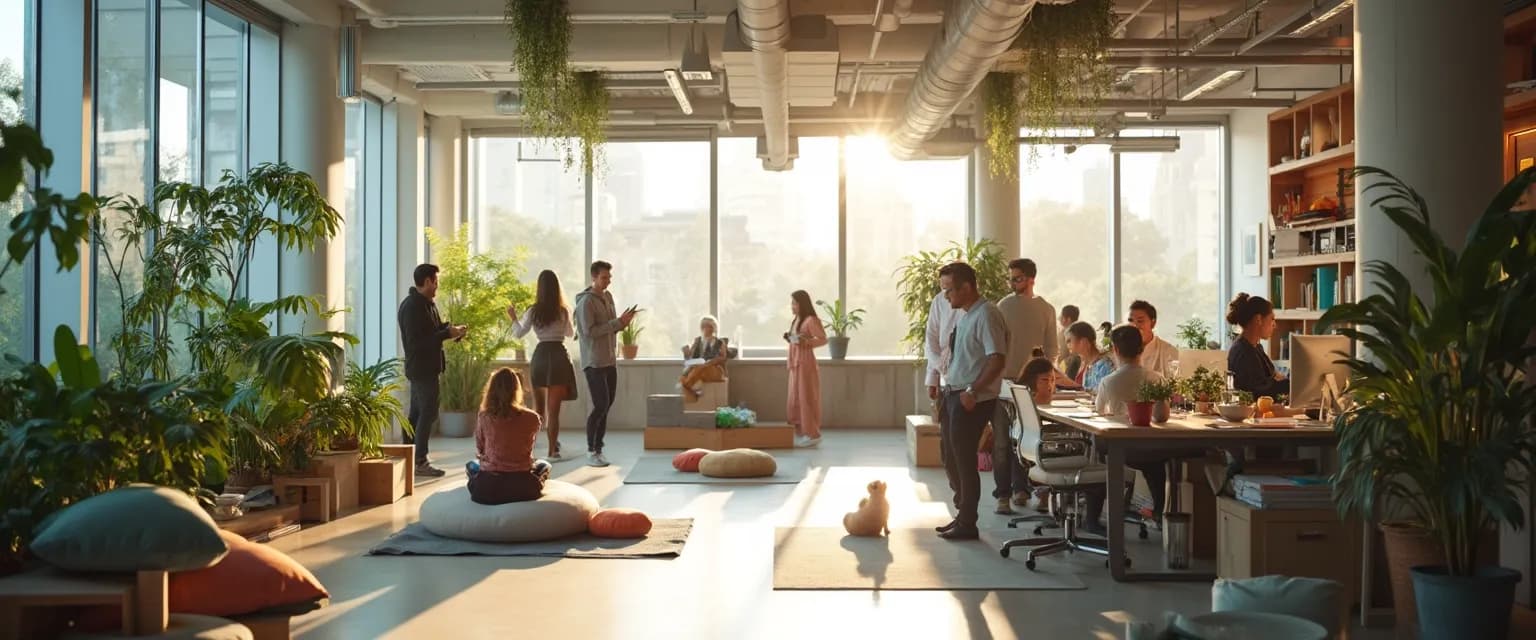 Employees enjoying unconventional employee wellbeing in the workplace programs