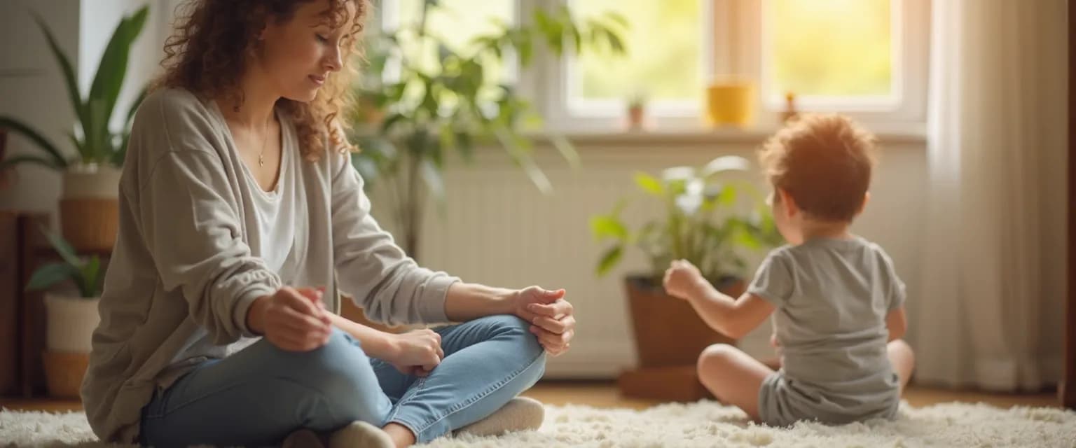 Parent practicing mindfulness while child has tantrum