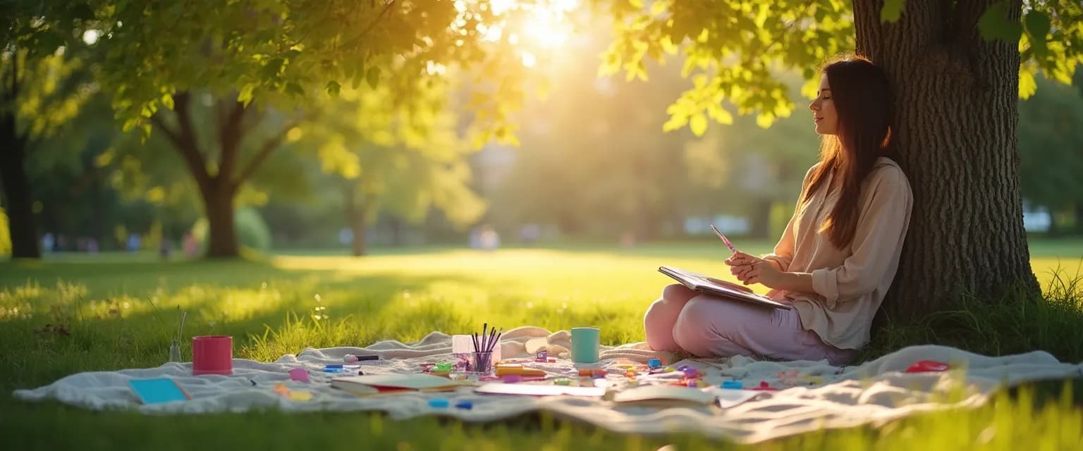 Professional practicing mindful sparks during lunch break to boost creativity