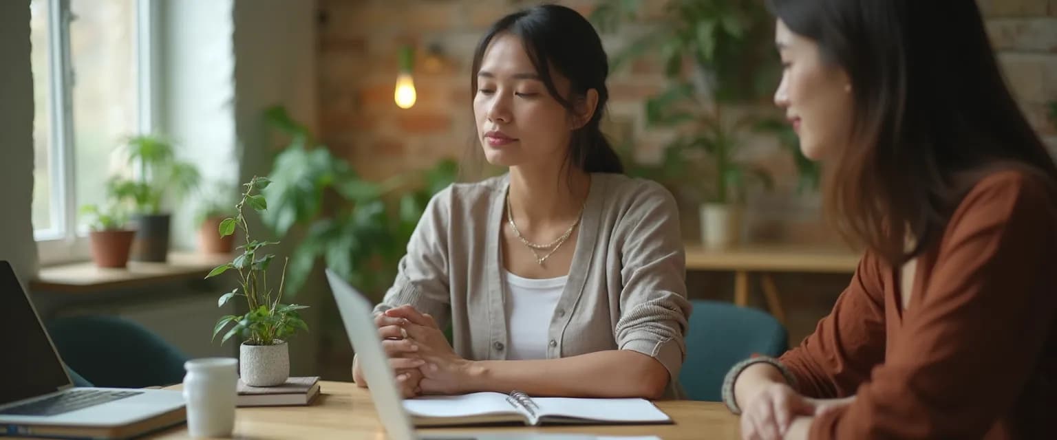 Professional practicing daily habits for higher EQ in workplace setting