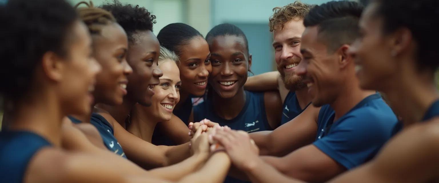Athletes demonstrating emo intelligence through supportive team interactions during a championship game
