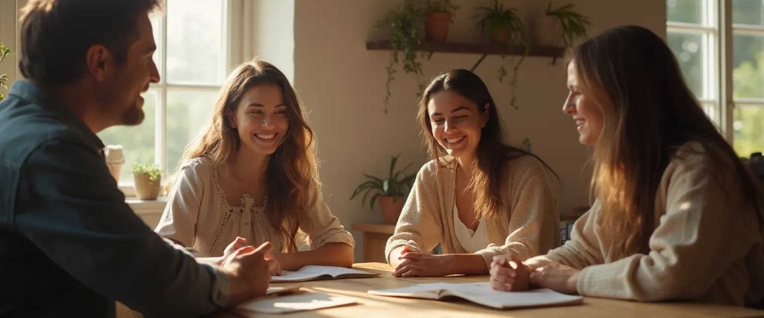 Family practicing mindful communication techniques for our mindful life at home