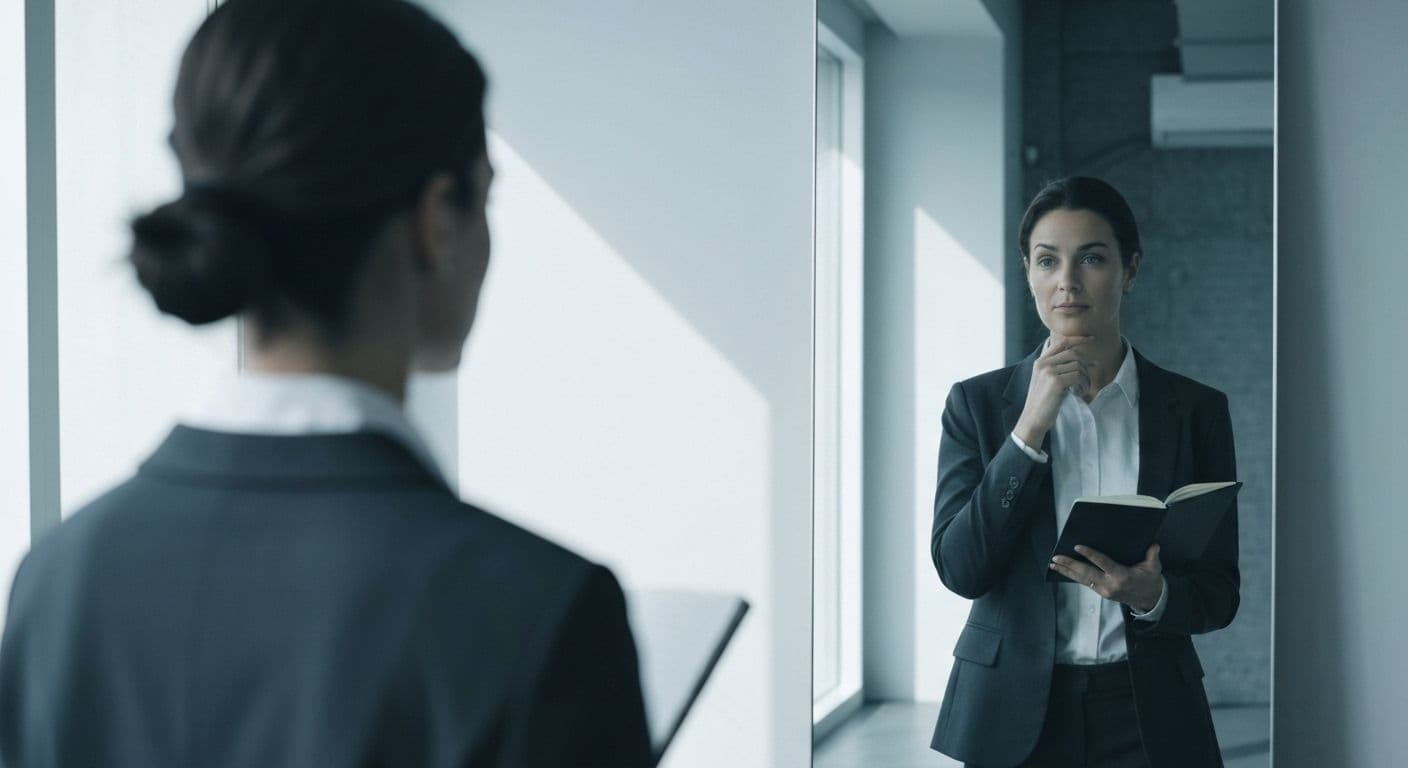 Professional reflecting thoughtfully showing how a person has awareness of self in their career development