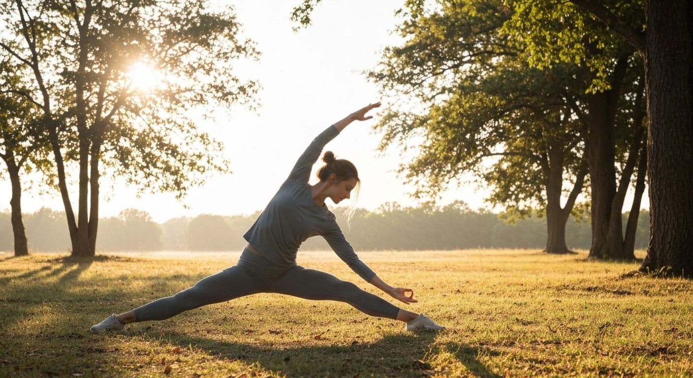 Person walking outdoors in nature achieving a peaceful mind through mindful movement