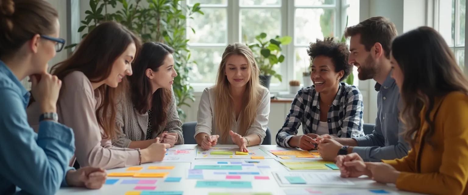 Team participating in customized emotional intelligence courses in office setting