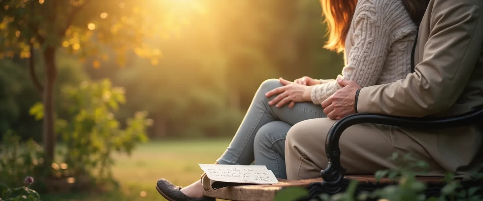 Supportive person comforting bereaved friend with thoughtful words to say during grief