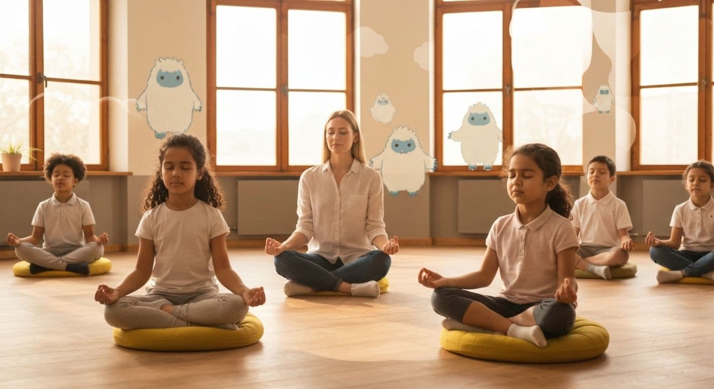 Children participating in Mind Yeti mindfulness session during after-school program