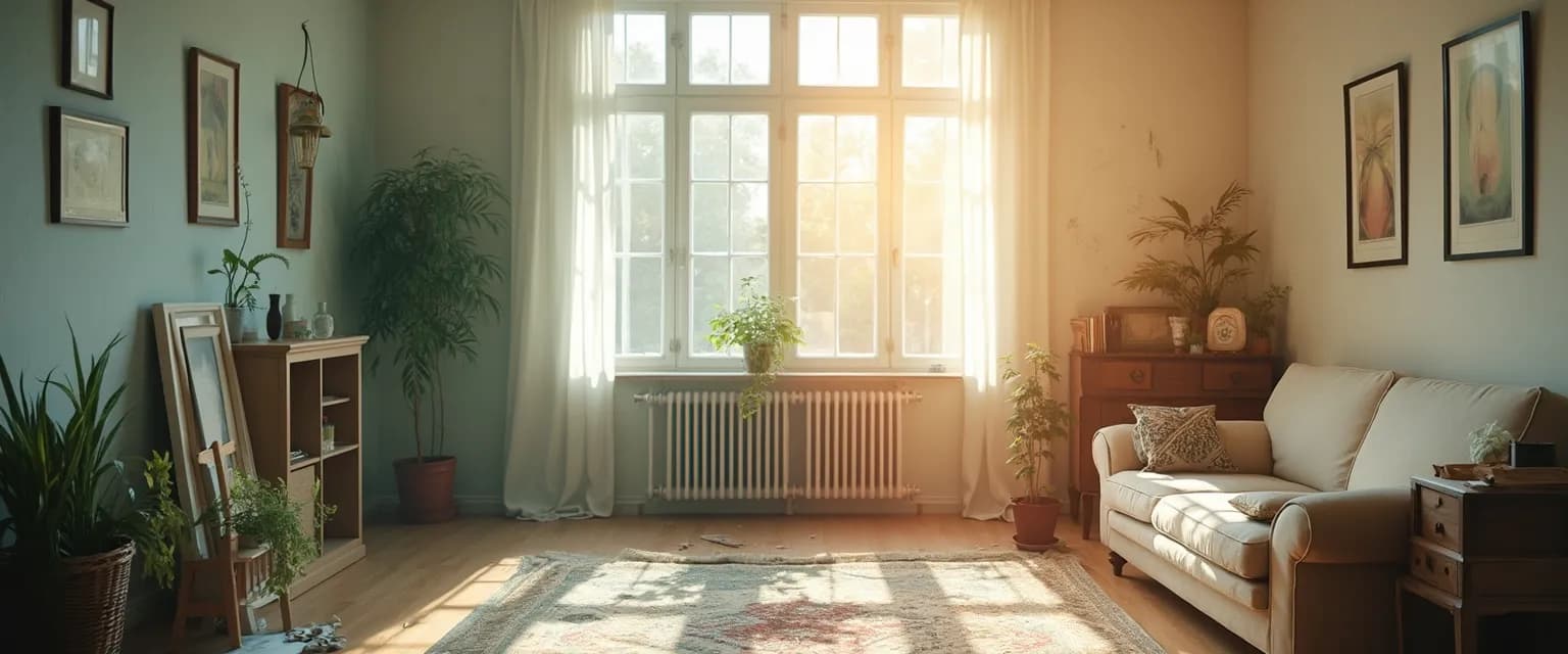 Transformed living room with bright decor after a heartbreak