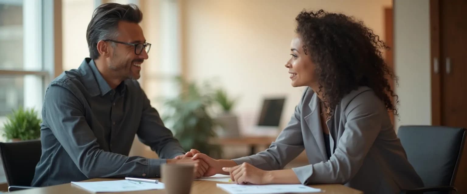 Professional colleagues using skills needed for emotional intelligence to resolve workplace conflict