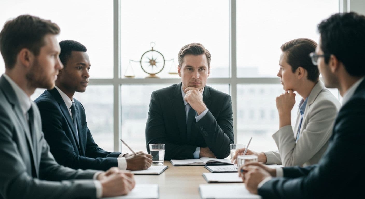 Leader in workplace conversation demonstrating self awareness and ethical awareness through thoughtful communication