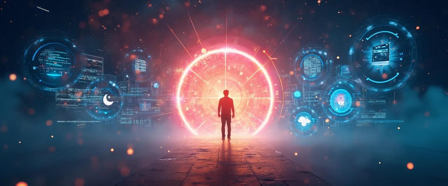 Person stepping outside digital comfort zone to build confidence in technological adaptation