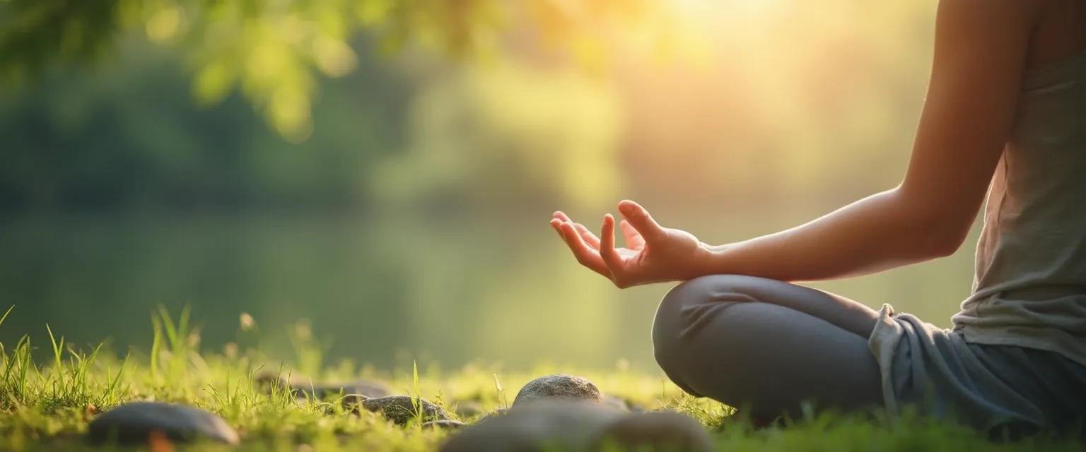 Person using sensory grounding techniques to calm their busy mind
