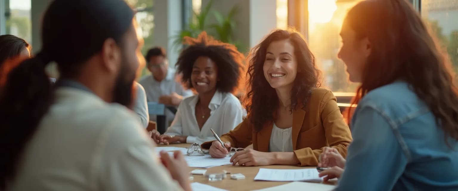 Team members engaging in emotional intelligence development through informal conversation