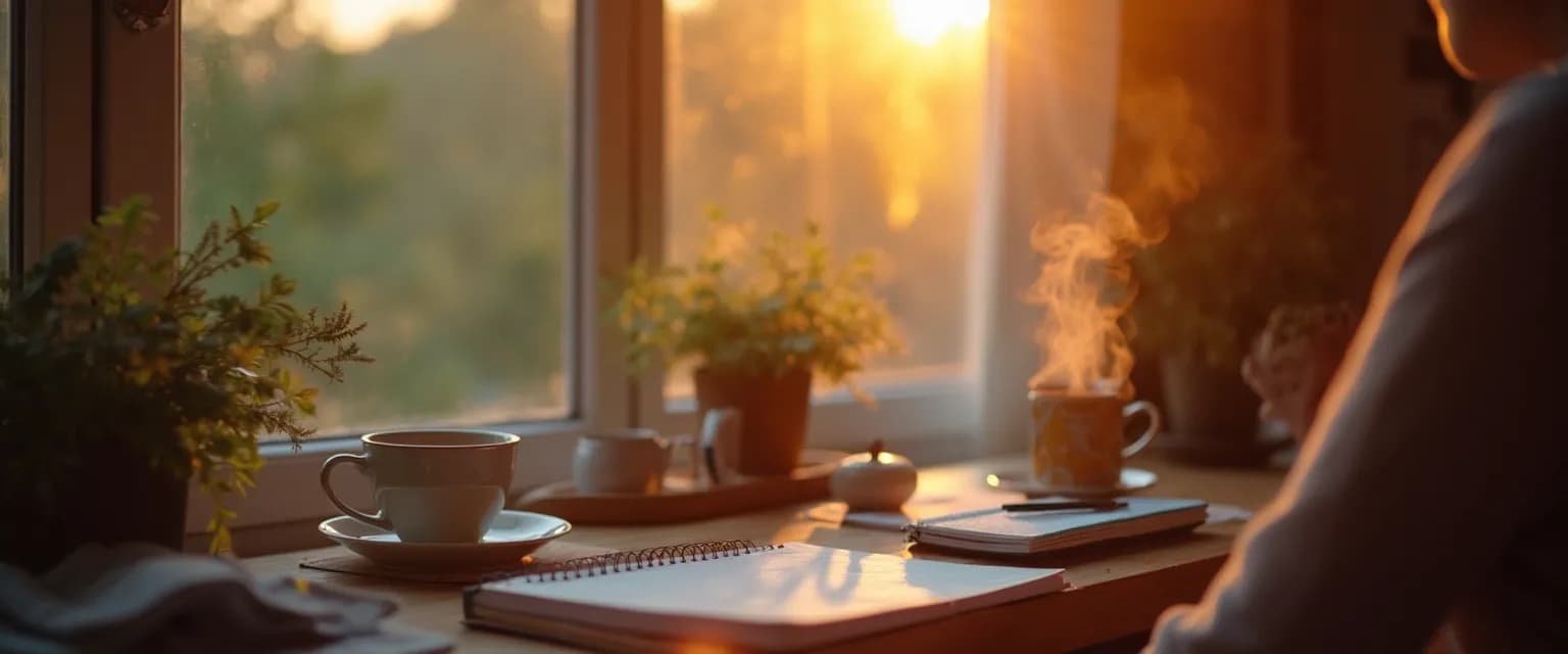 Person enjoying peaceful Sunday evening rituals for a happy new week