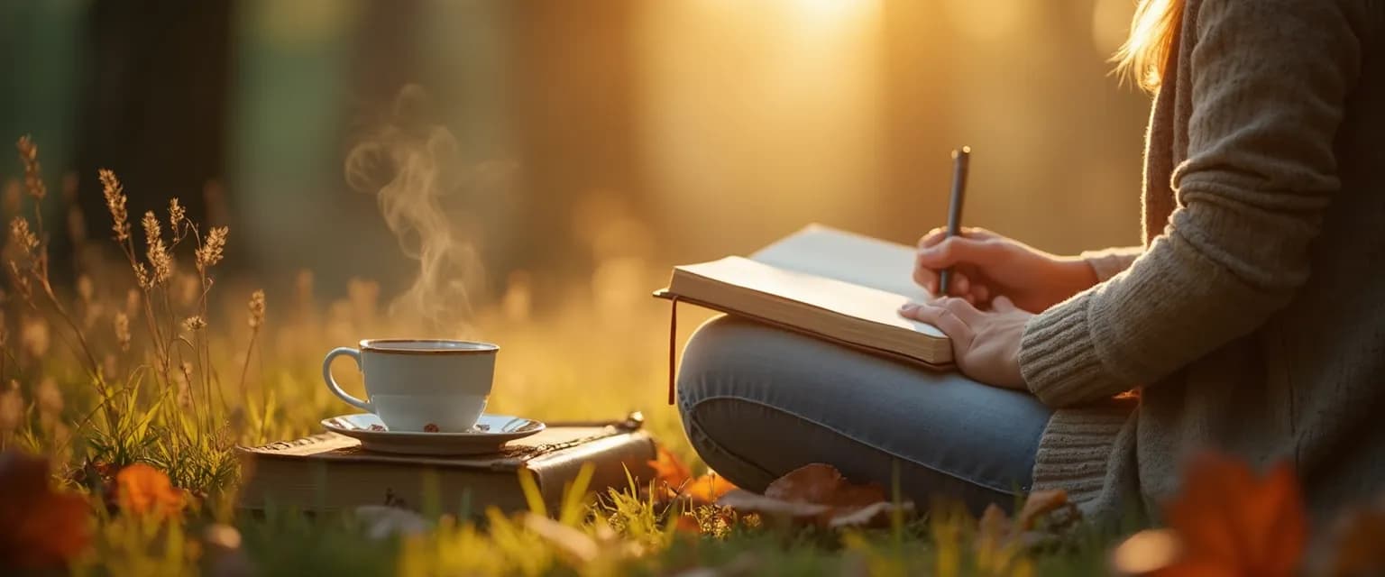 Person practicing sensory journaling for deepening self-awareness through daily observation