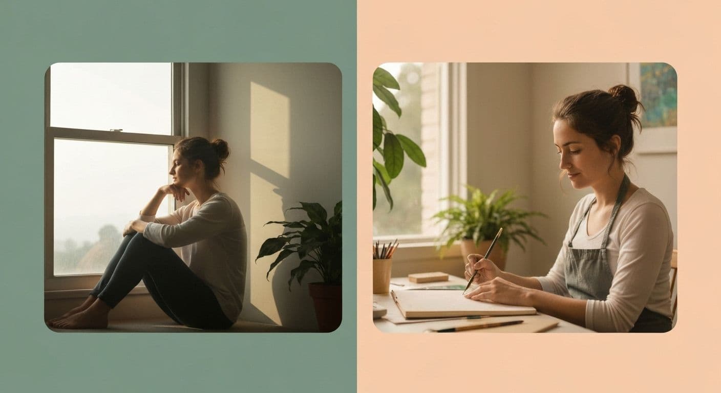 Person discovering ways to overcome breakup by reconnecting with personal interests and values