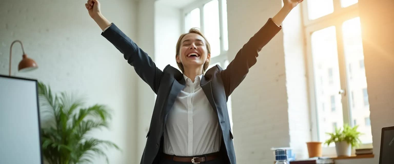 Professional performing 3-minute micro-wellness ritual for workplace well-being