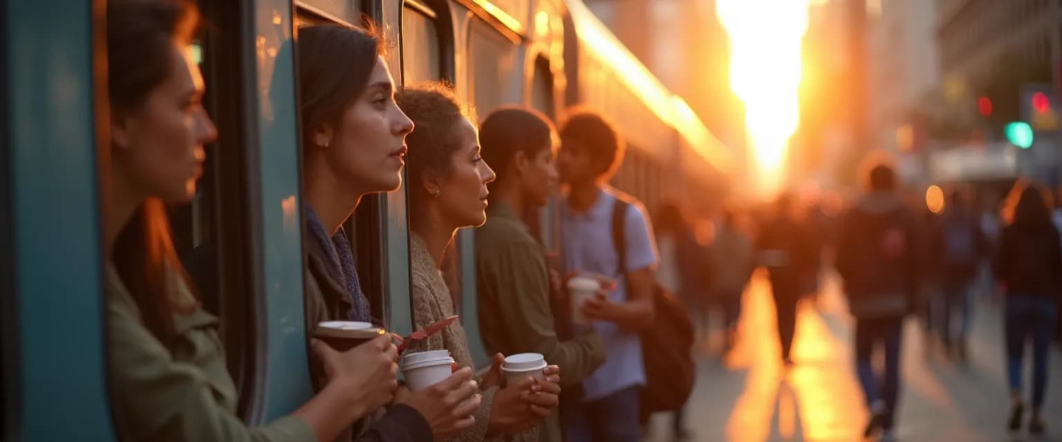 Person practicing self-awareness examples during everyday morning commute