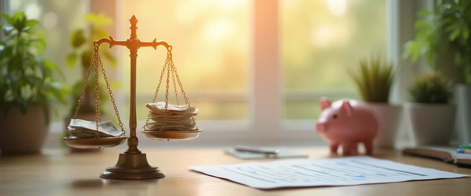 Person meditating beside growth chart symbolizing how to grow rich with peace of mind