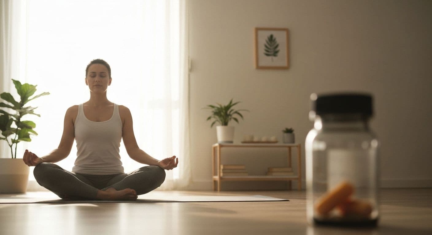 Person practicing mindfulness for anxiety relief through breathing exercises