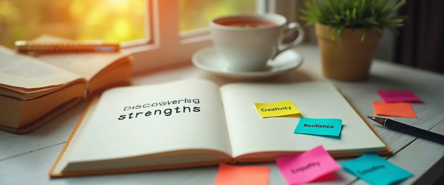 Woman completing self awareness self assessment exercise worksheet to discover hidden strengths