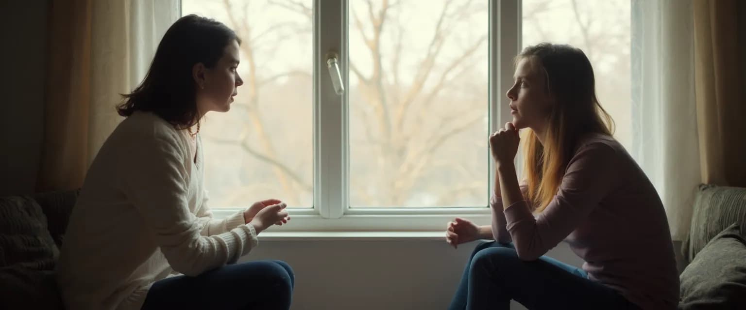 Parent supportively listening to teen discussing breakup and potential reconciliation