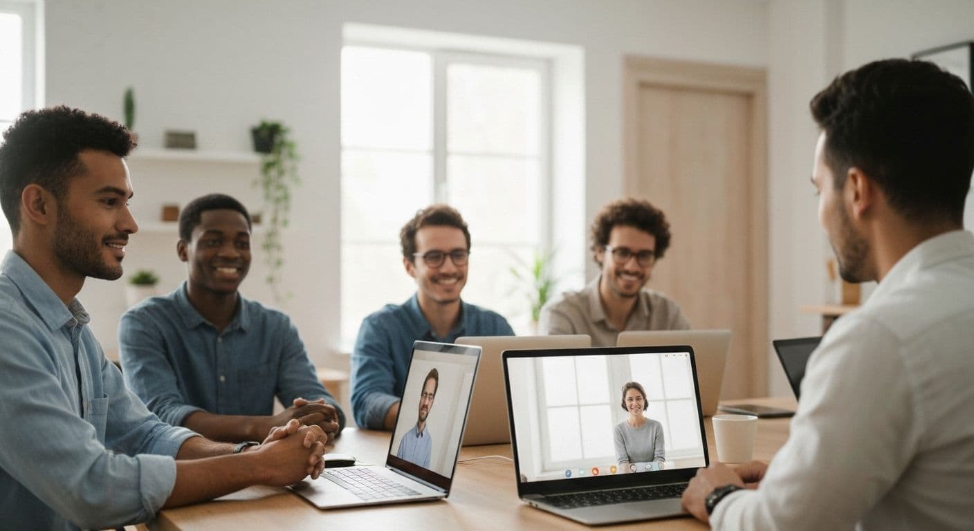 Remote leader practicing self and social awareness during virtual team meeting