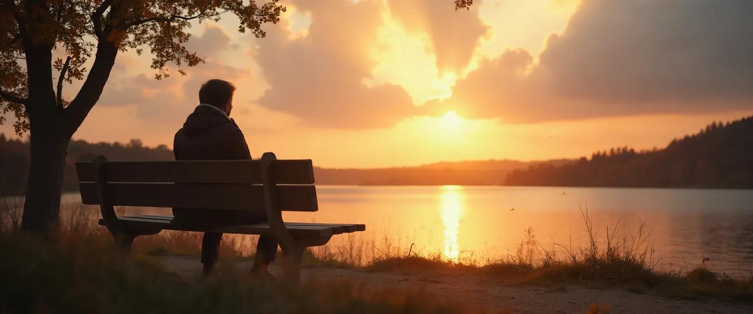 Person actively engaged in the grief process through mindful reflection