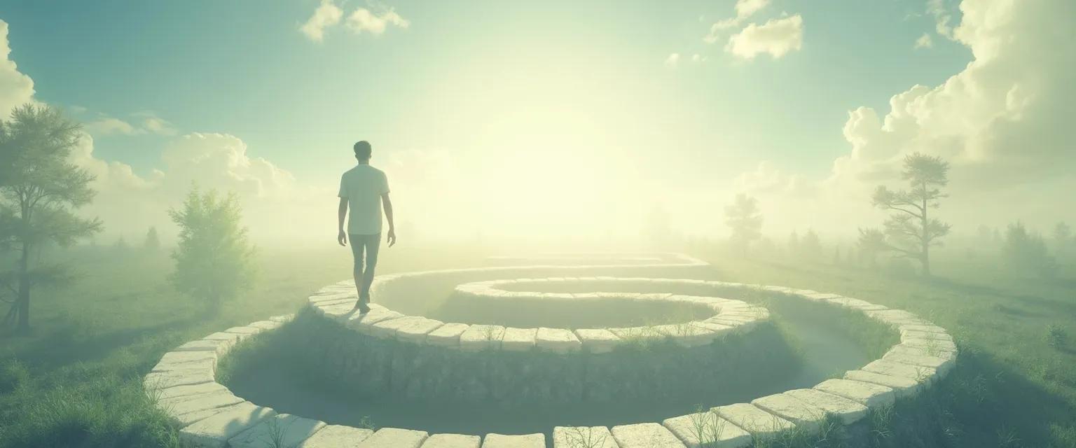 Person using techniques to get out of their mind and break free from mental loops