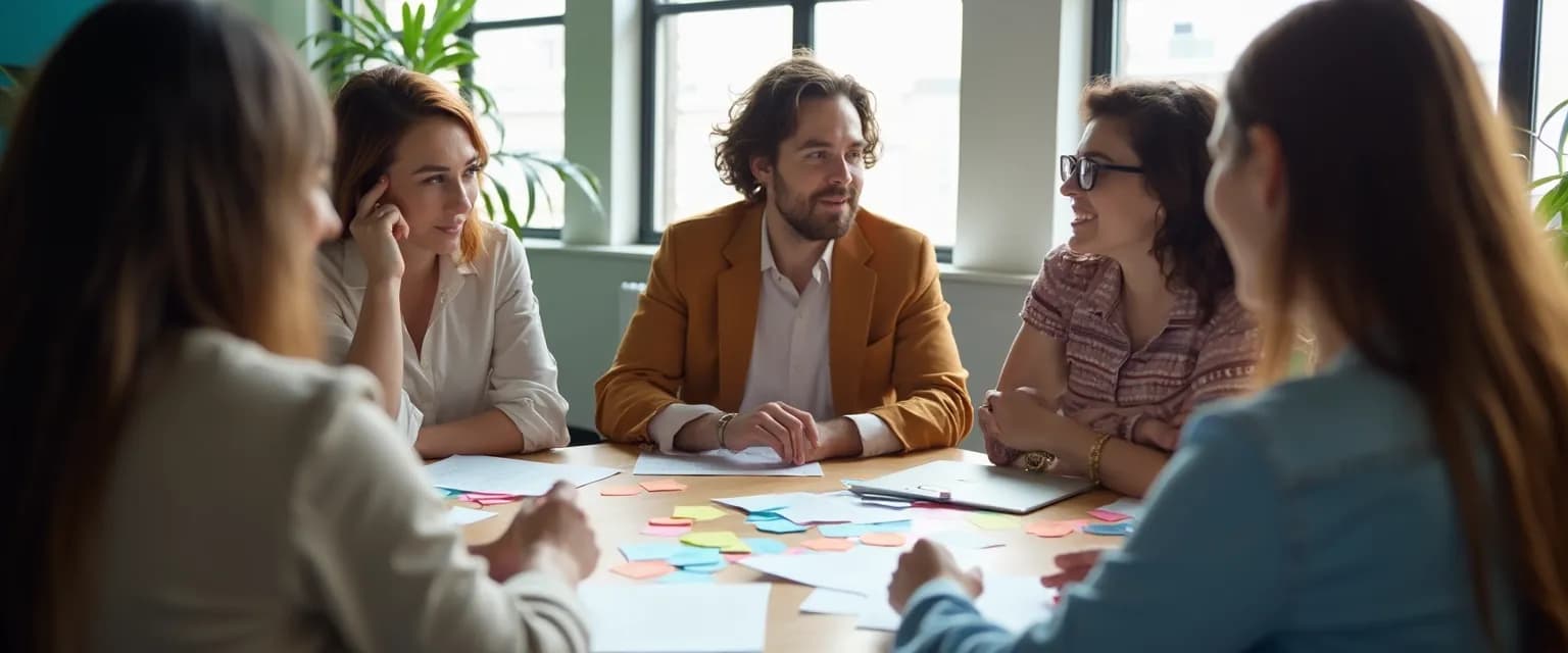 Team participating in workplace activities to strengthen emotional intelligence through collaborative exercises