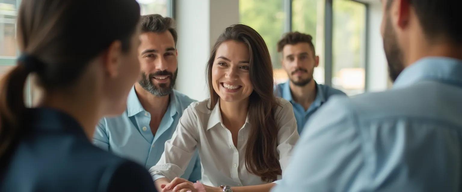 Professional demonstrating self awareness, social awareness, self management and relationship management skills in a workplace setting