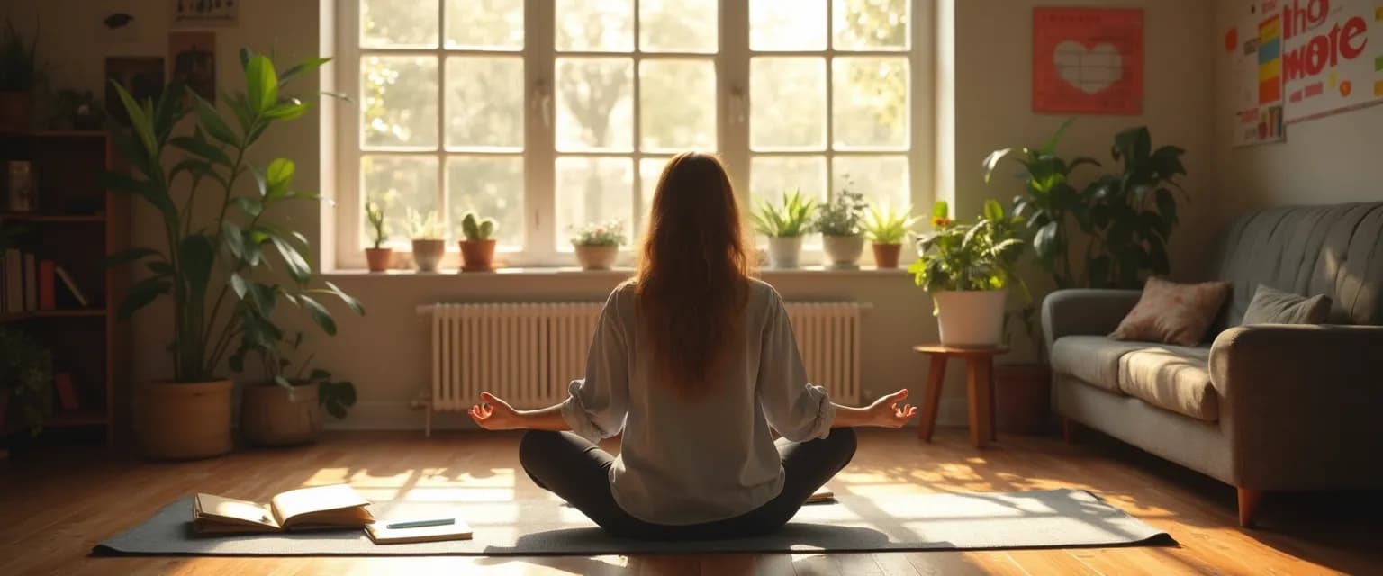 Person practicing emotional intelligence training exercises at home using digital resources
