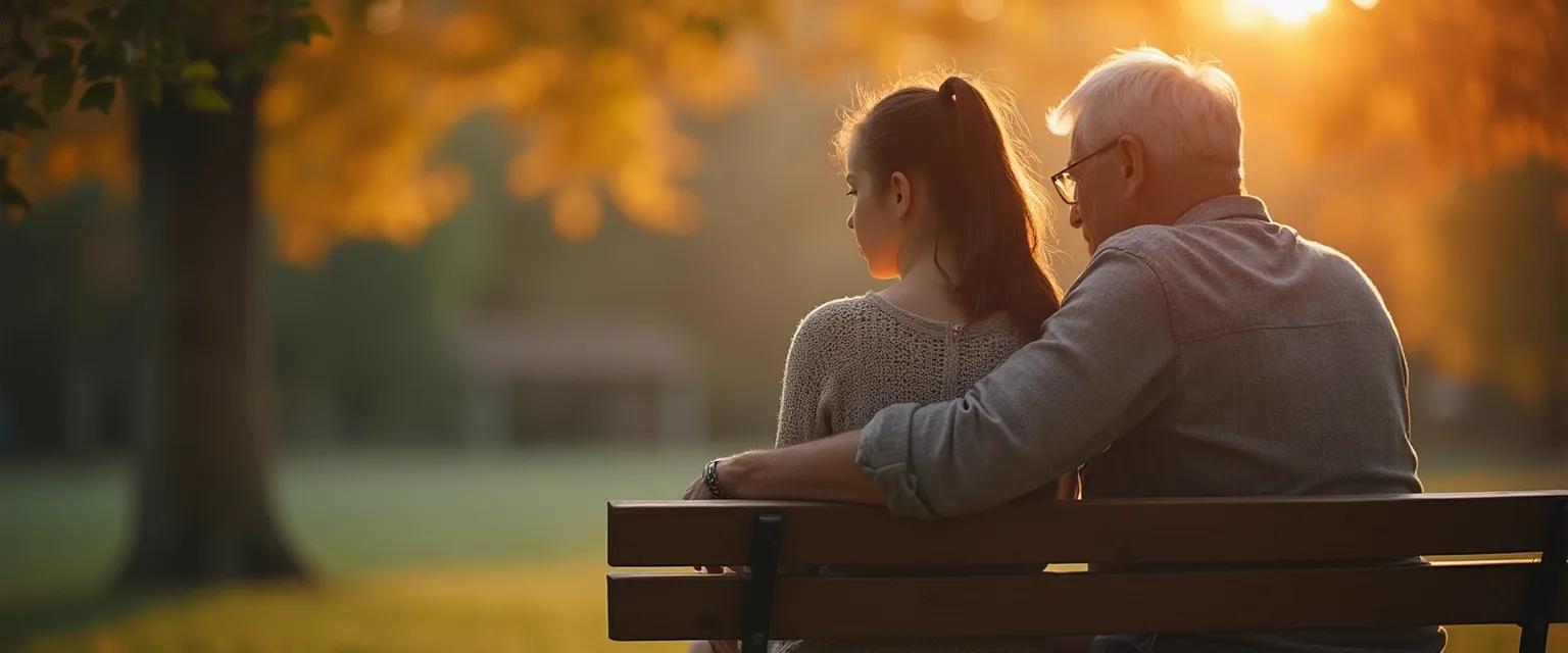 Teenager working through the stages of grief after death with supportive adult