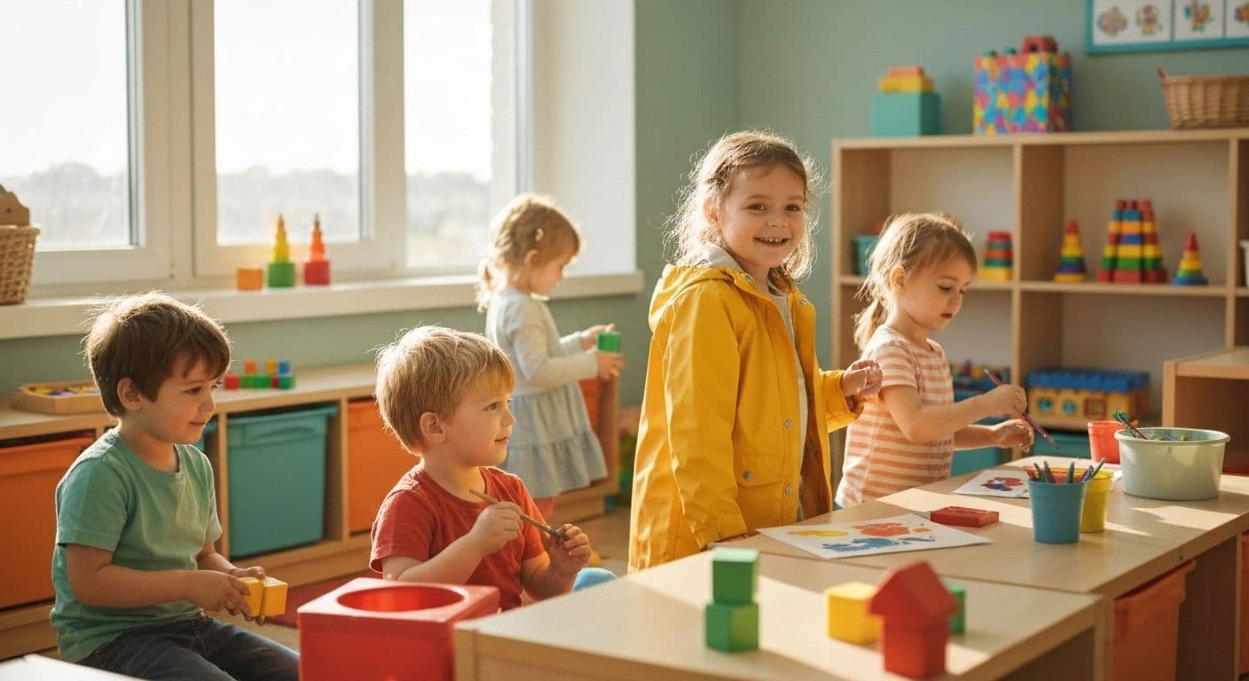 Preschool children playing together demonstrating self awareness for preschoolers and building friendships through shared activities