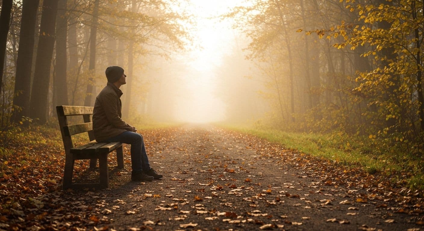 Person sitting peacefully reflecting on their healing journey, representing the natural cure for heartbreak through patient emotional processing