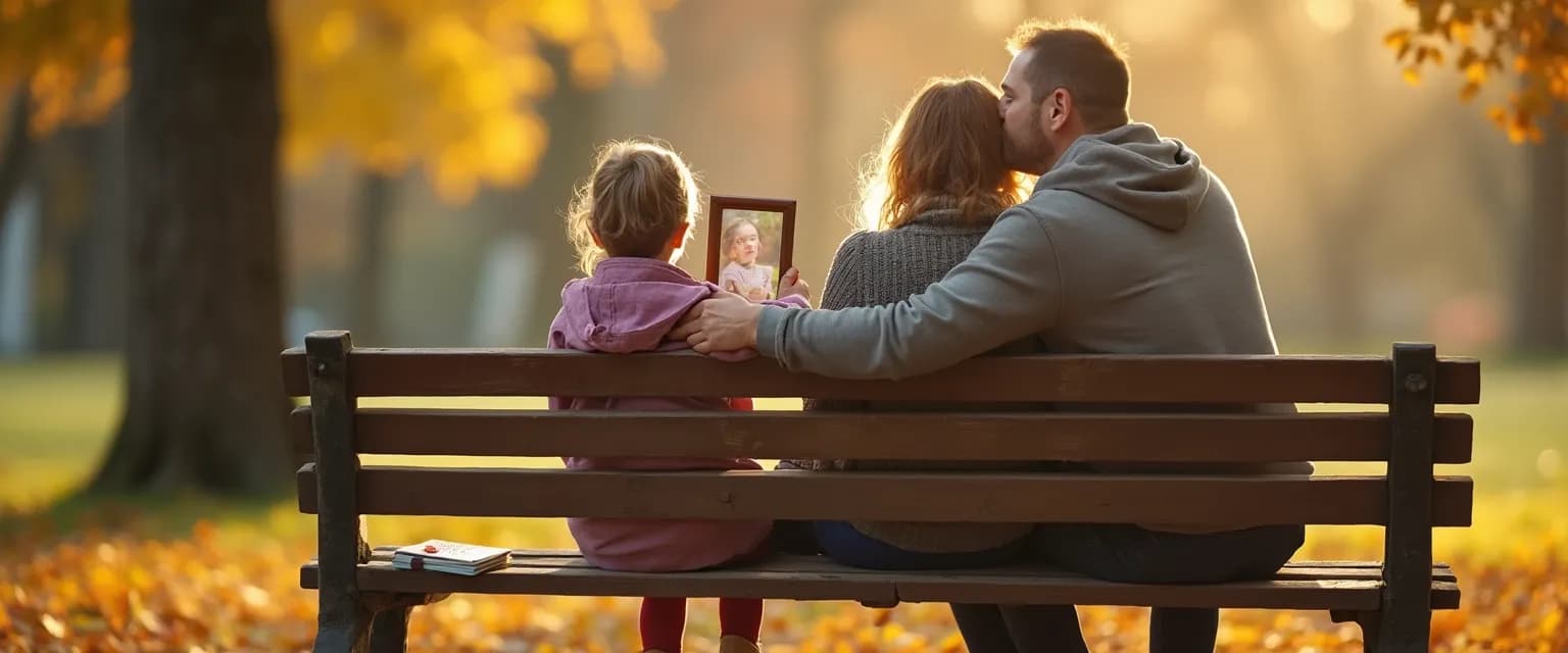 Parent comforting child who lost a grandparent with supportive conversation