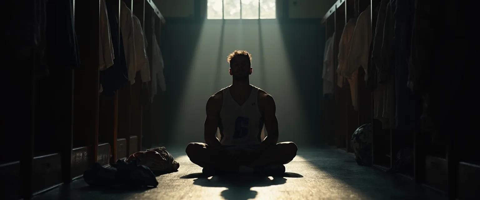 Athlete performing pre-game ritual to manage anxiety in competitive sports