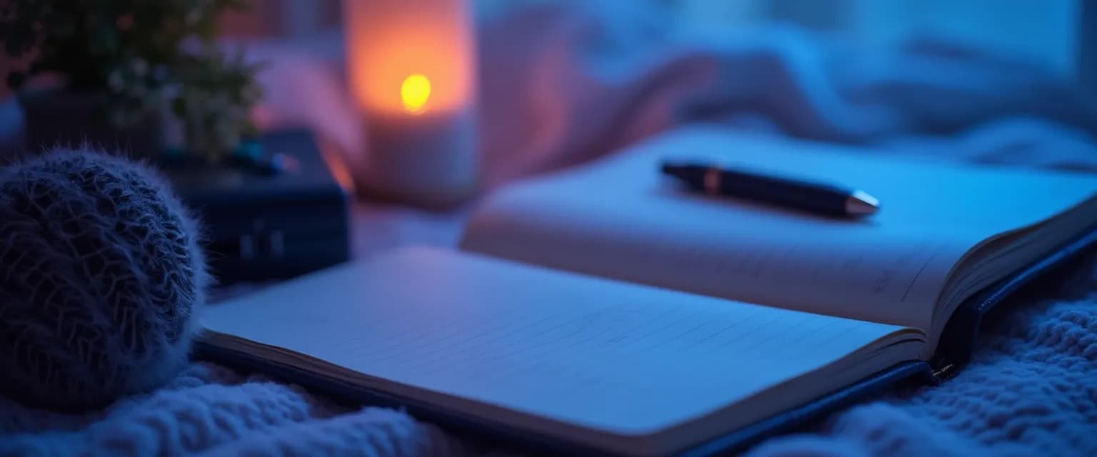 Person recording audio journal prompts for grief with phone in peaceful setting