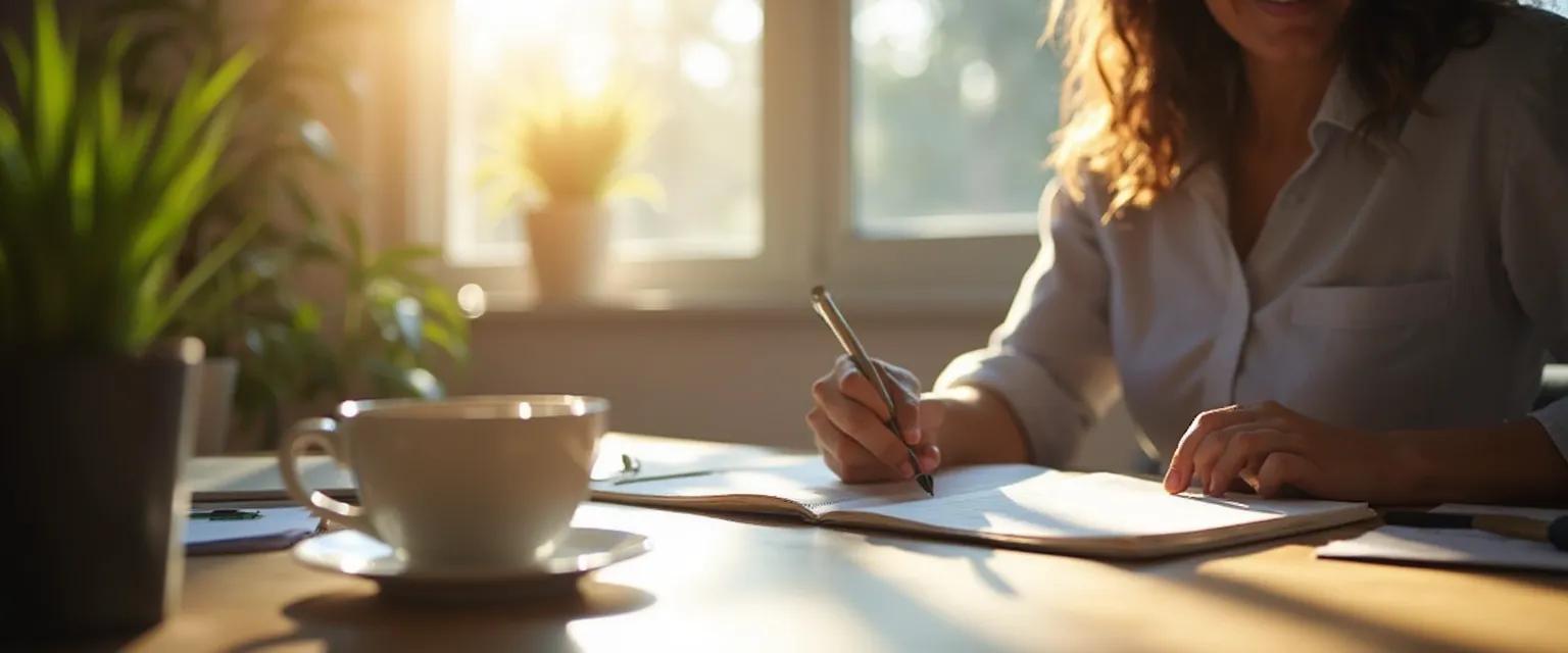 Professional using reflective self-awareness techniques for better workplace decisions