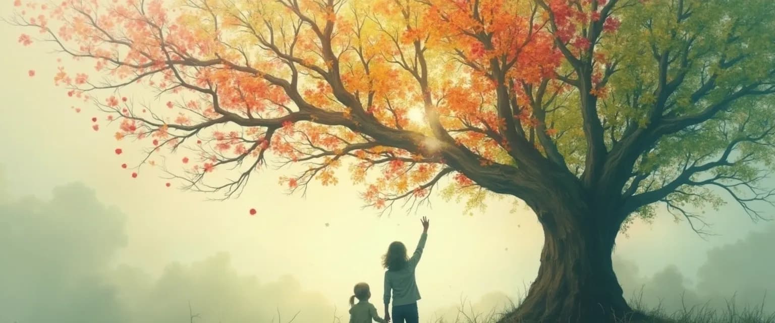 Family tree diagram showing how anxiety and ancestral patterns transfer through generations