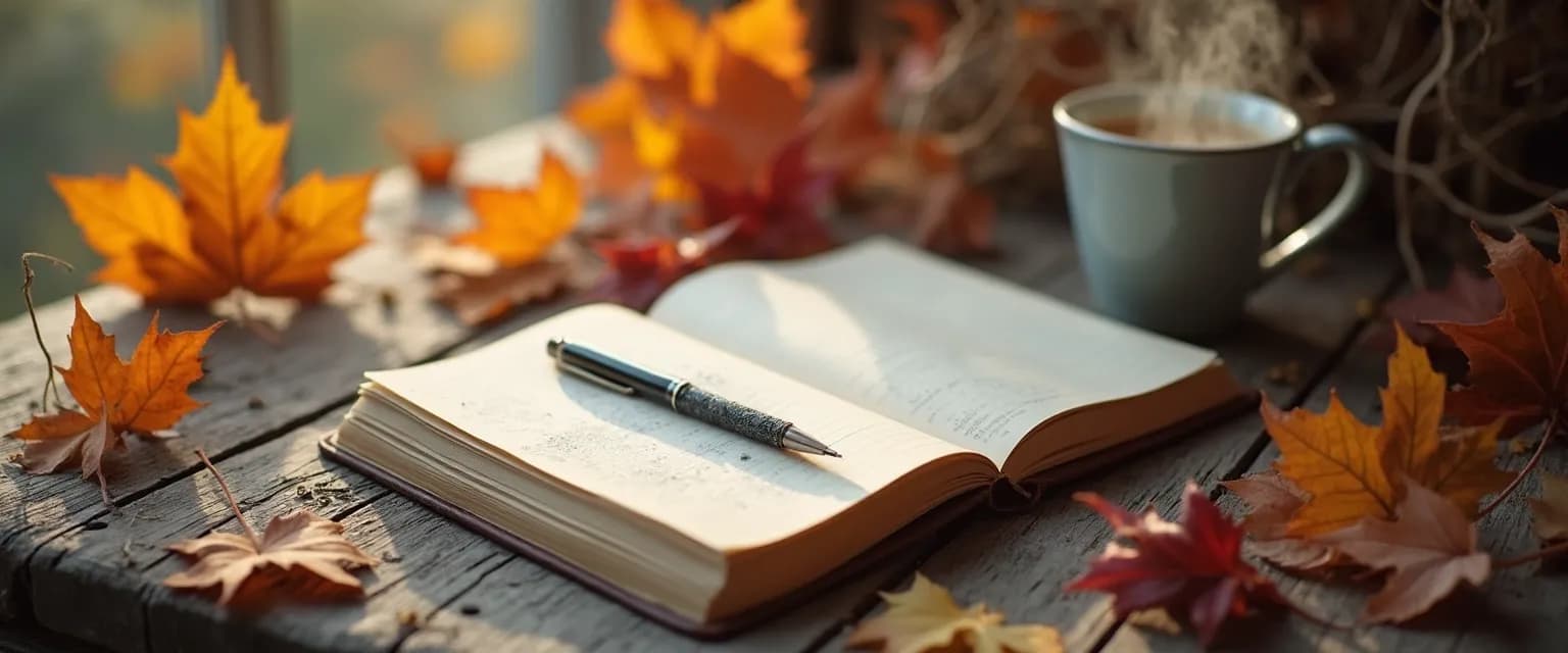 Person writing in journal with seasonal grief journal prompts for healing